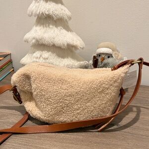 Madewell Shearling Crossbody Bag in Cream and Brown nwt